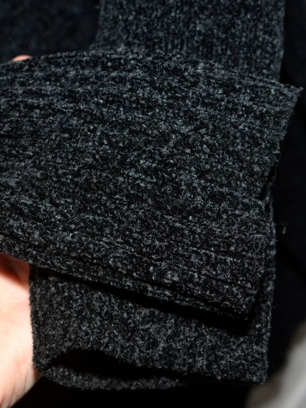Large Seven7 Black Chenille Open Front Cardigan Sweater Shawl Collar - Picture 4 of 8